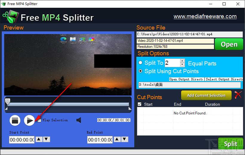 Free Mp4 Splitter下载,MP4视频剪辑软件,视频处理,视频编辑
